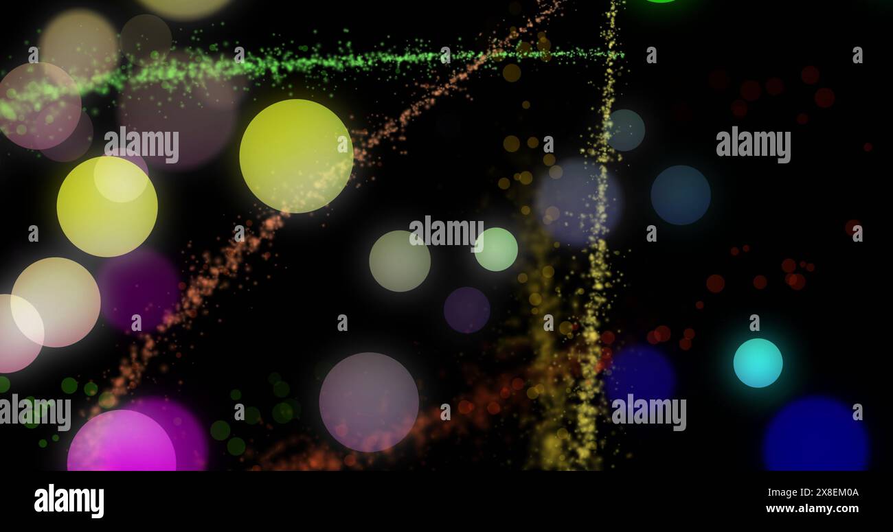 Farbenfrohe abstrakte Lichter und Partikel sorgen für eine lebendige, dynamische visuelle Darstellung Stockfoto