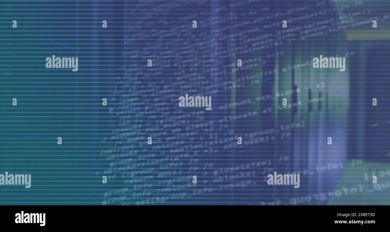 Bild der Datenverarbeitung über dem Serverraum Stockfoto