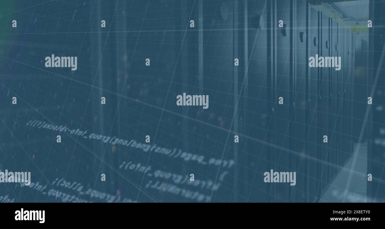 Bild der Datenverarbeitung über dem Serverraum Stockfoto