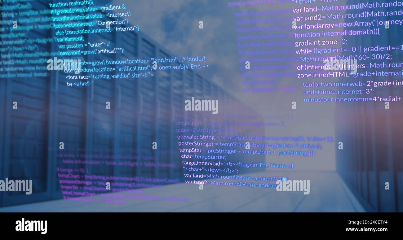 Bild der Datenverarbeitung über Computerserver Stockfoto