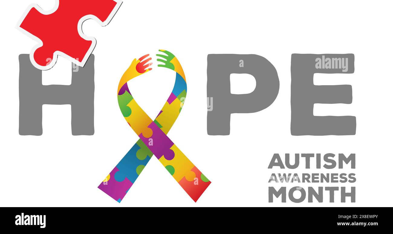 Bild des Autismus-Bewusstseinsmonats über Puzzle Stockfoto