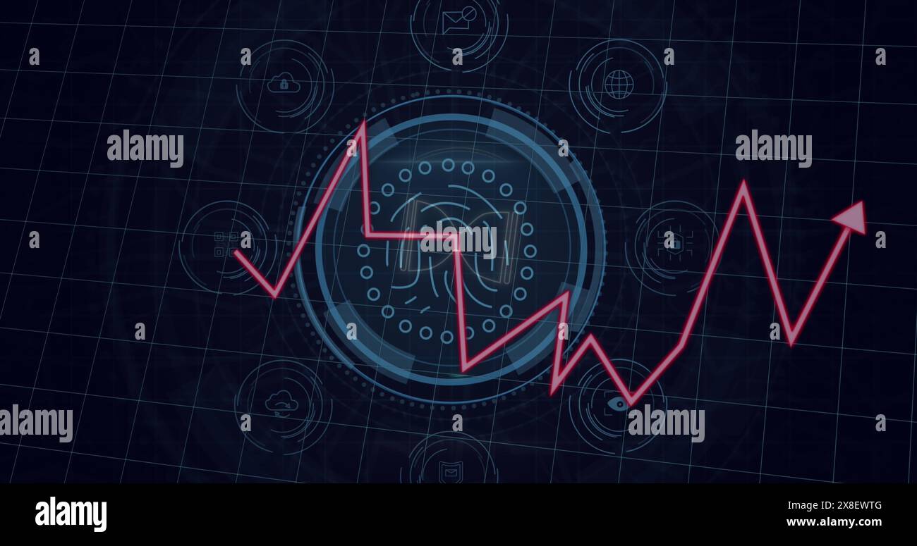Bild des Datenschutztextbanners und der Datenverarbeitung über Rundscanner Stockfoto