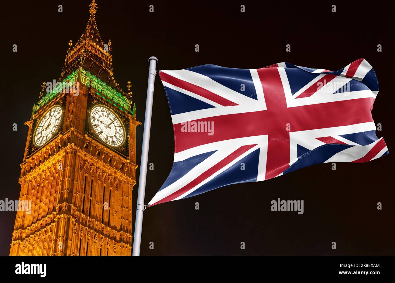 2024 Wahlflagge des Vereinigten Königreichs Flagge des Vereinigten Königreichs Stockfoto