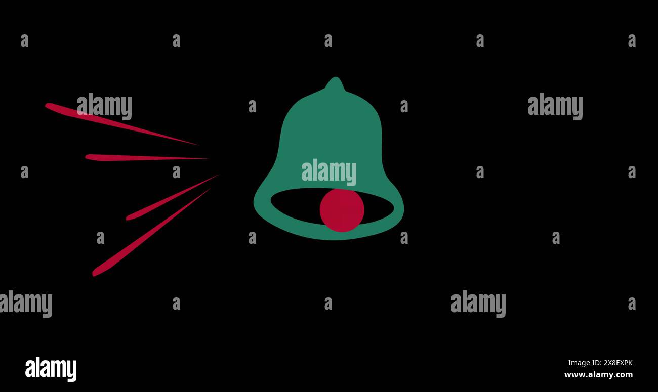 Bild von Linien um die schwingende Glocke vor schwarzem Hintergrund Stockfoto