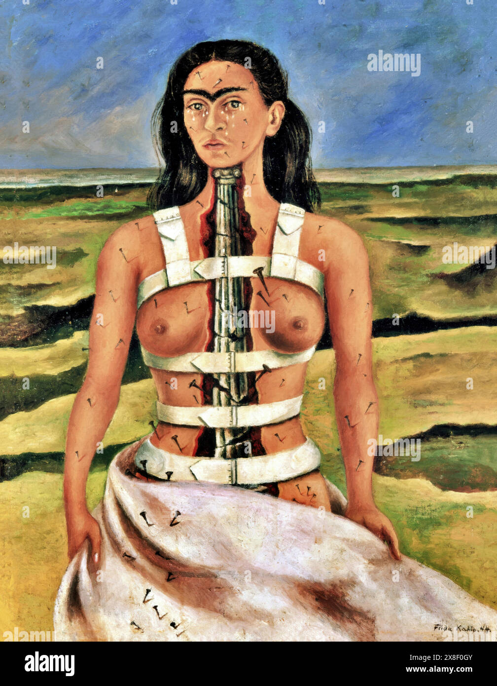 The Broken Column, 1944 (Gemälde) des Künstlers Kahlo, Frida (1907–54) Mexikanisch. Stock Vektor