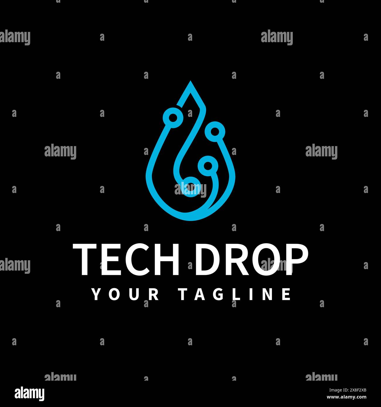 Abstrakte Logo-Vorlage mit Drop- und Technologiesymbolen Stock Vektor