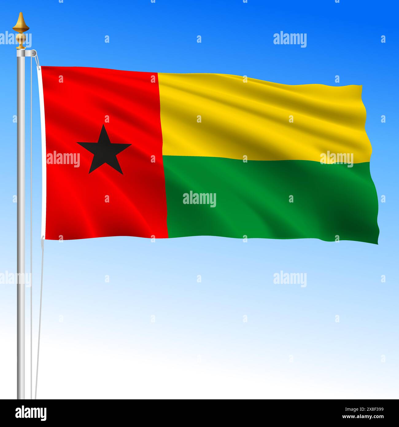 Guinea-Bissau, offizielle nationale Flagge, afrikanisches Land, Vektor-Illustration Stock Vektor