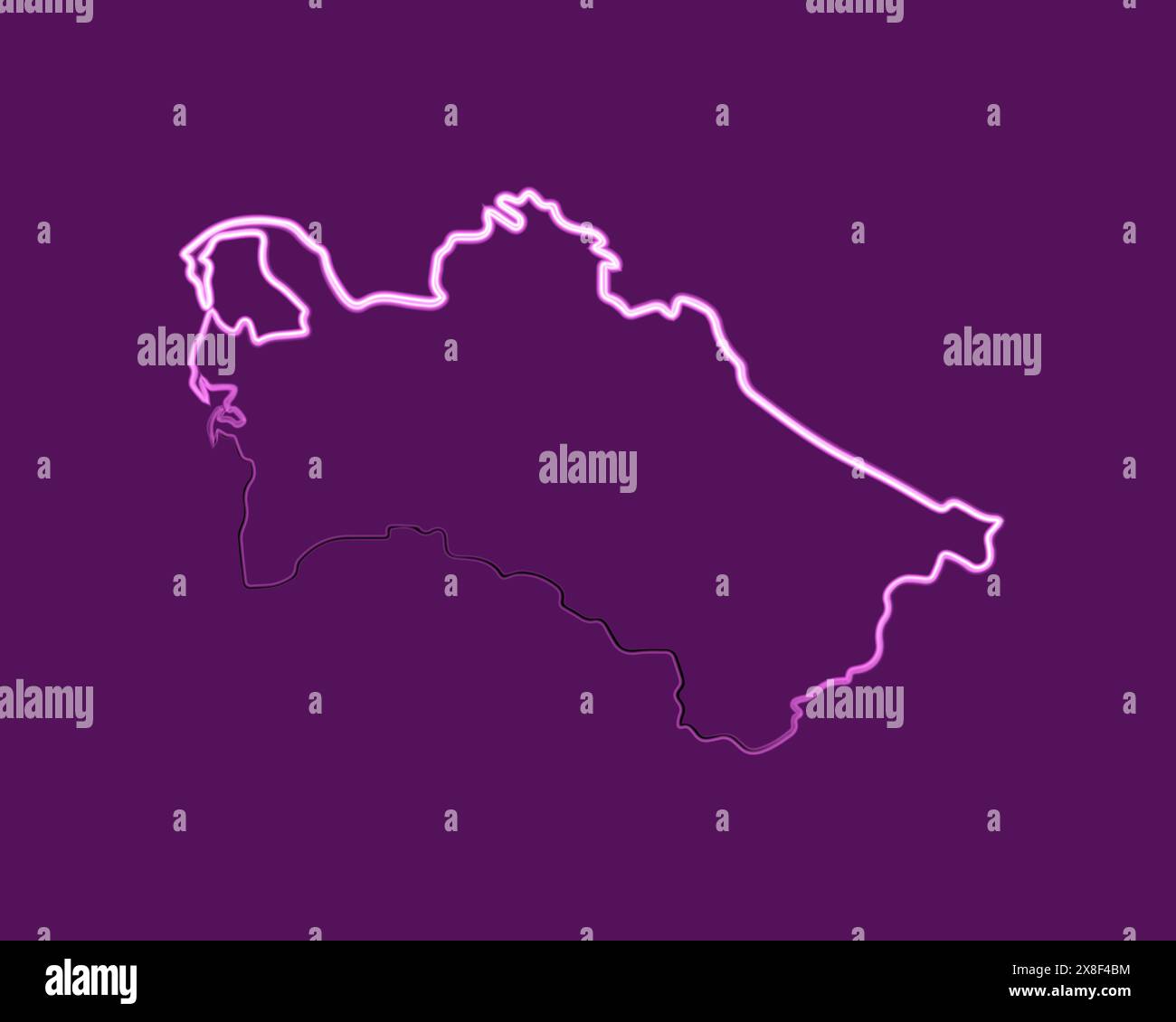 Vektor-isolierte Illustration der Turkmenistan-Karte mit Neon-Effekt. Stock Vektor