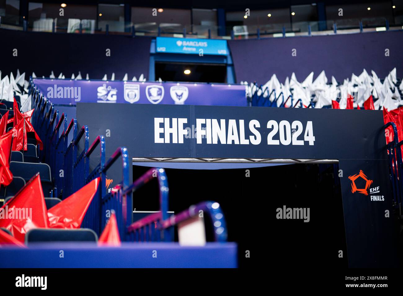 Hamburg, Deutschland. Mai 2024. Handball: EHF European League, SG Flensburg-Handewitt - Dinamo Bukarest, Finale vier, Halbfinale, Barclays Arena. Der Schriftzug der EHF Finals 2024. Quelle: Wedel Noah/dpa/Alamy Live News Stockfoto