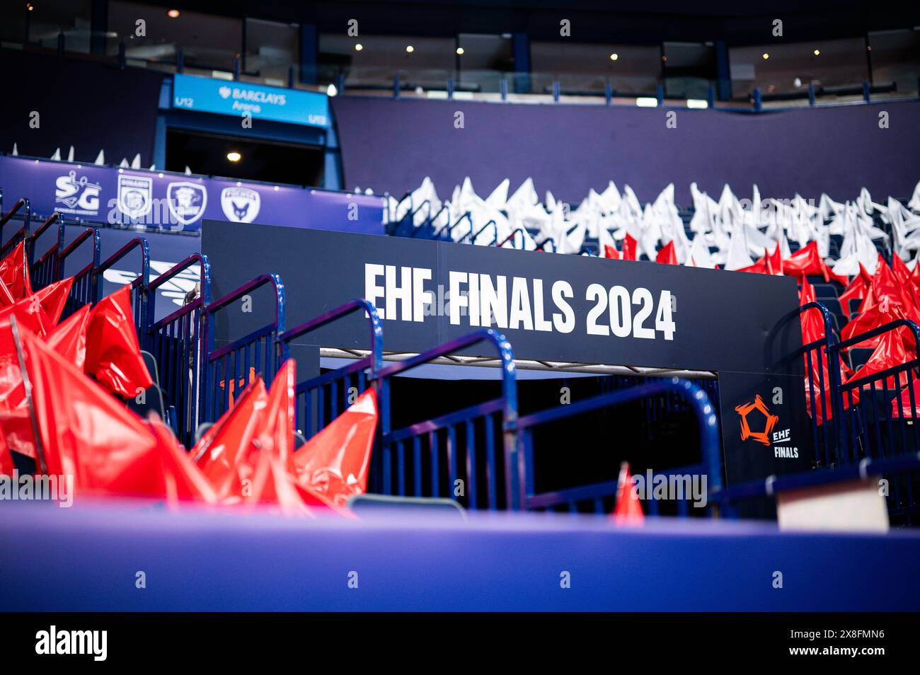Hamburg, Deutschland. Mai 2024. Handball: EHF European League, SG Flensburg-Handewitt - Dinamo Bukarest, Finale vier, Halbfinale, Barclays Arena. Der Schriftzug der EHF Finals 2024. Quelle: Wedel Noah/dpa/Alamy Live News Stockfoto