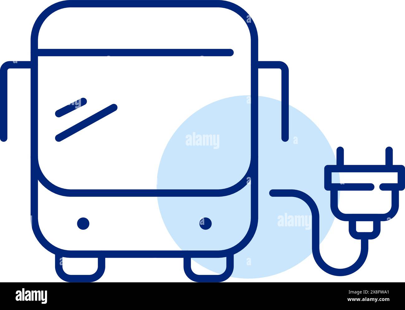 Moderner Bus und Stecker. Elektrische, umweltfreundliche öffentliche Verkehrsmittel. Symbol für Pixelperfekte, bearbeitbare Kontur Stock Vektor