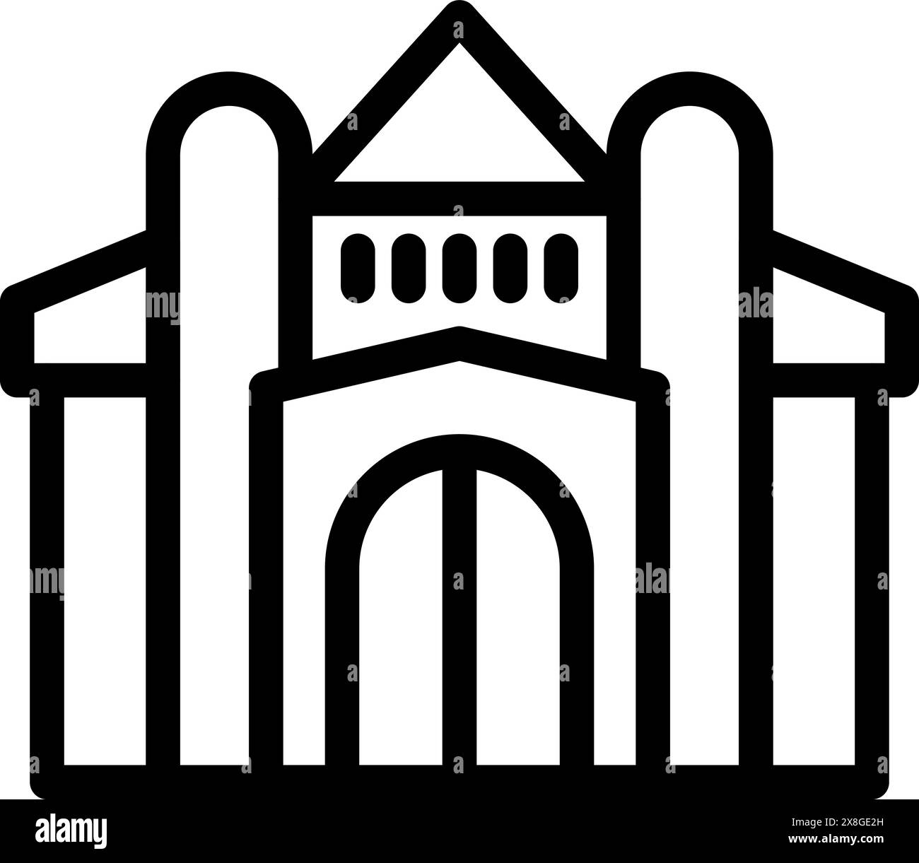 Schwarz-weiße Linienzeichnung für ein minimalistisches Gerichtsgebäude oder Regierungsgebäude Stock Vektor