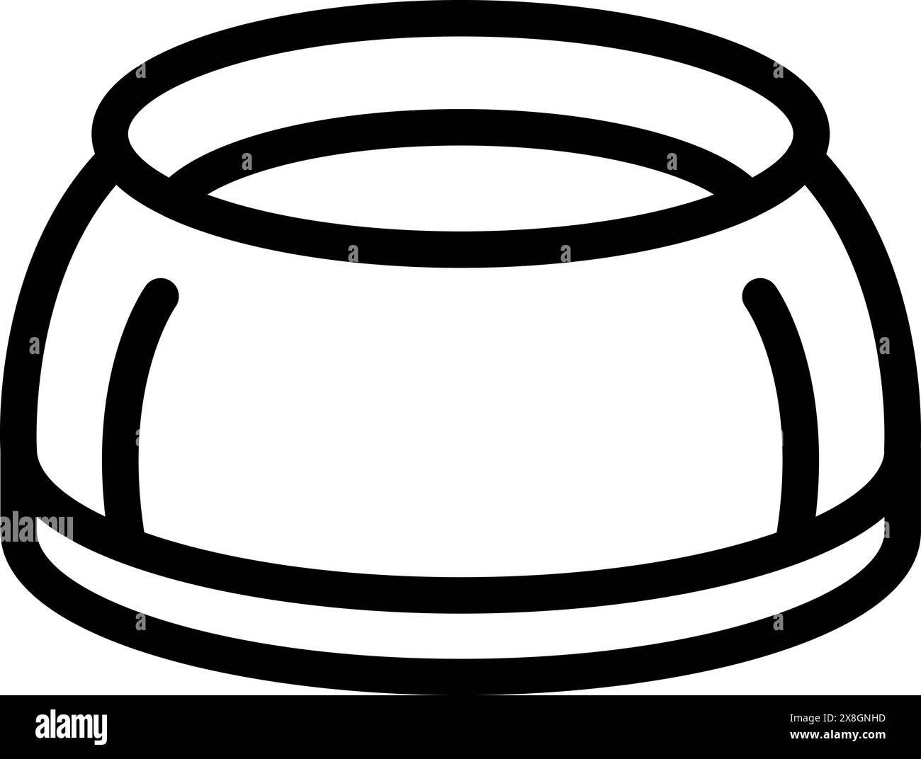 Schwarz-weiße Illustration einer leeren Tierschüssel, die für verschiedene Designanforderungen geeignet ist Stock Vektor