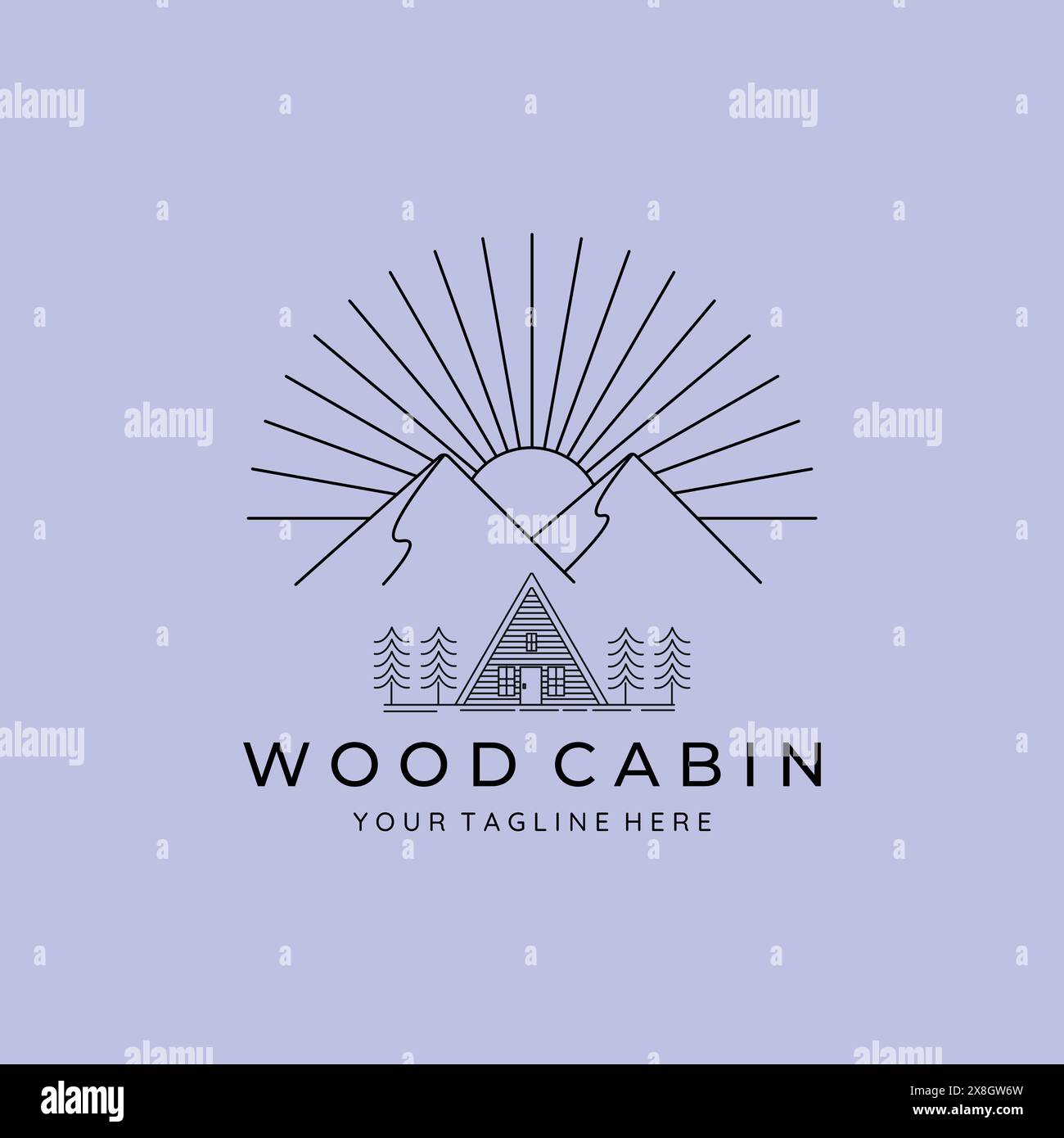 Holz-Innenlinie Kunst minimalistisches Logo Illustration Design kreative Ikone Stock Vektor