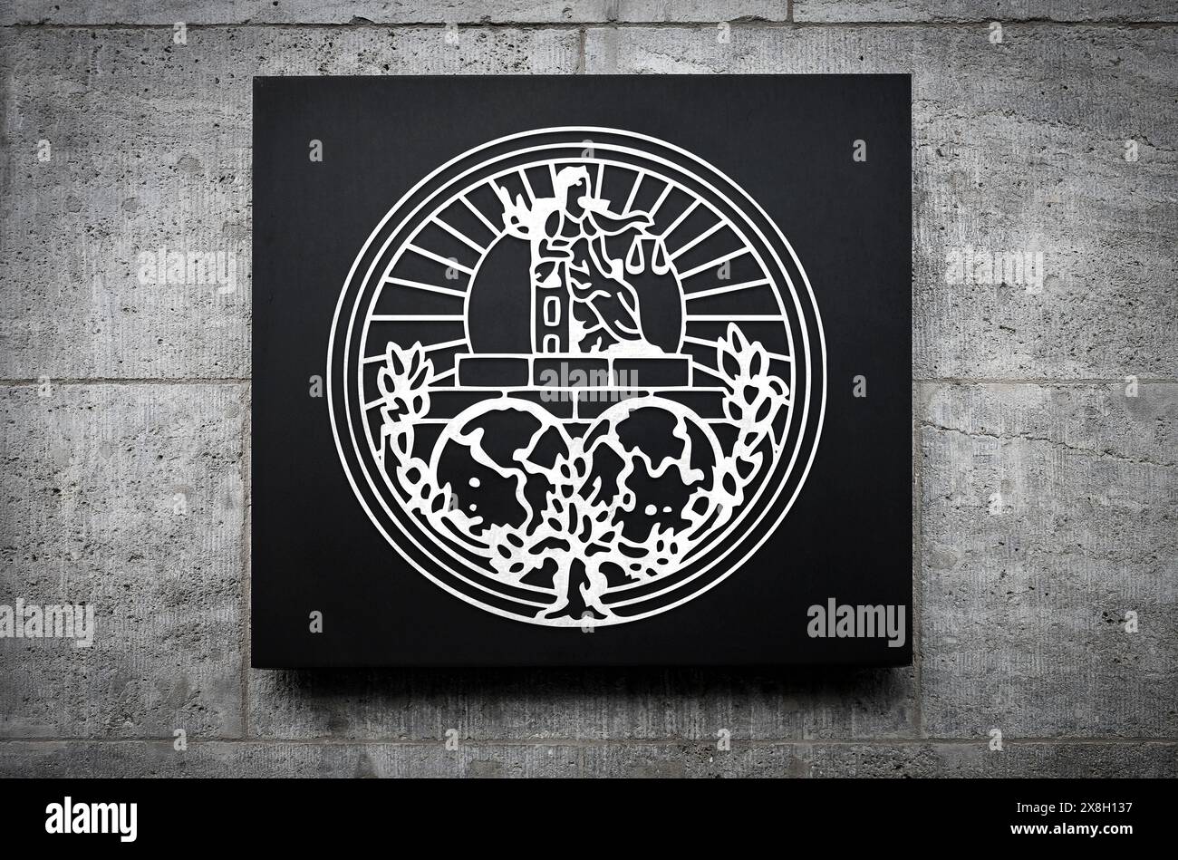 Internationaler Gerichtshof emble Stockfoto