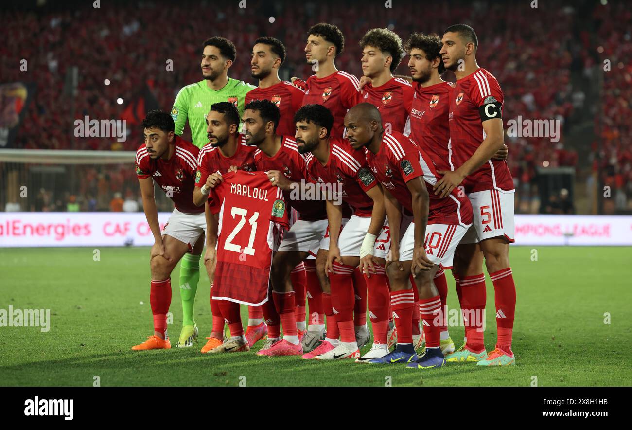 Kairo, Ägypten. Mai 2024. KAIRO, ÄGYPTEN - 25. MAI: Foto des Teams Al Ahly beim CAF Champions League Finale 2 Leg Match zwischen Al Ahly und Esperance Sportive Tunis im Cairo International Stadium am 25. Mai 2024 in Kairo. (Foto von M.. Bayoumy/SFSI) Credit: Sebo47/Alamy Live News Stockfoto