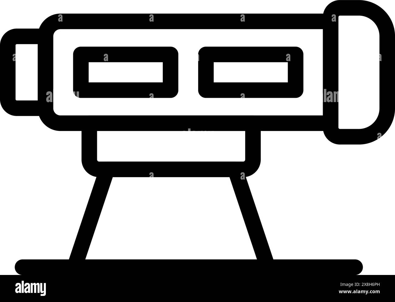 Vektorkontur eines Teleskops auf weißem Hintergrund, ideal für astronomische Themen Stock Vektor