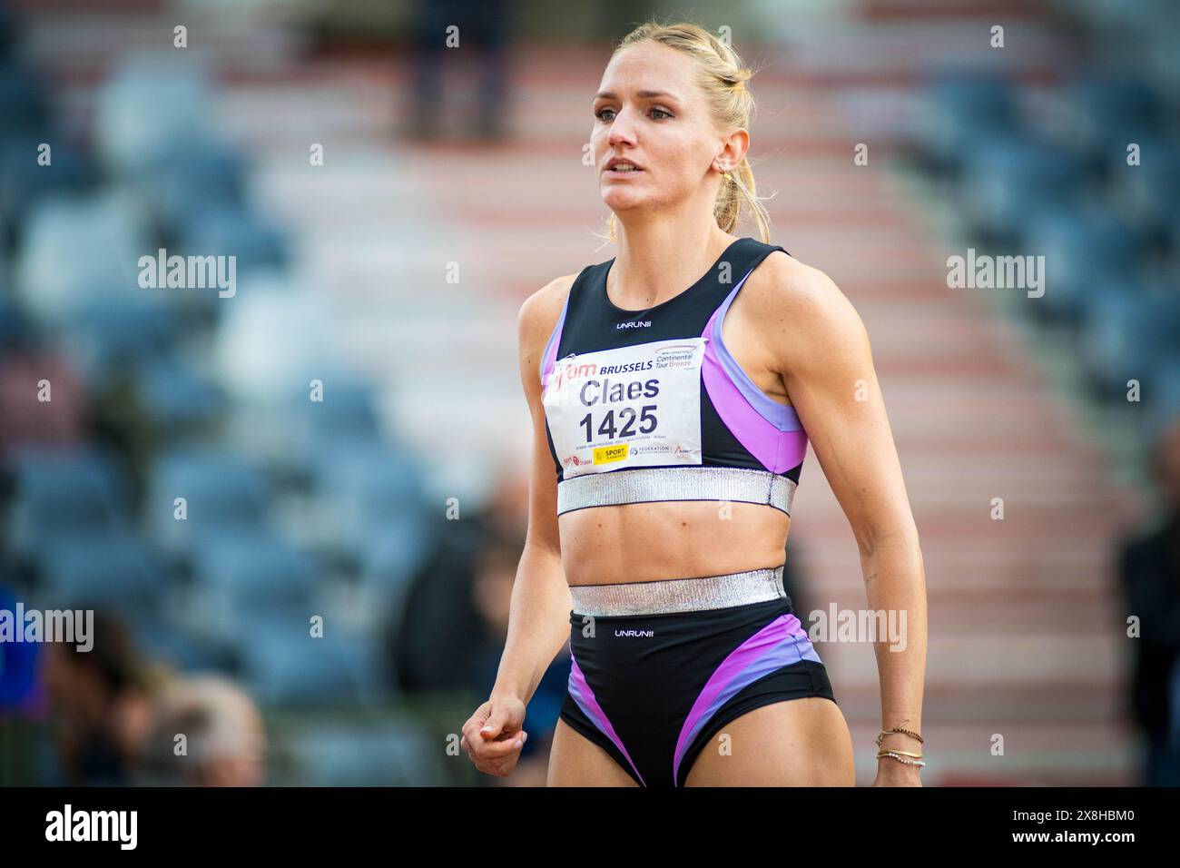 Brüssel, Belgien Mai 2024. Die belgische Hanne Claes wurde während des 400-m-Rennens auf der IFAM Outdoor (World Athletics Continental Tour, Bronze Meeting, Samstag, 25. Mai 2024, in Brüssel gezeigt. BELGA FOTO LUCIEN LAMBOTTE Credit: Belga Nachrichtenagentur/Alamy Live News Stockfoto