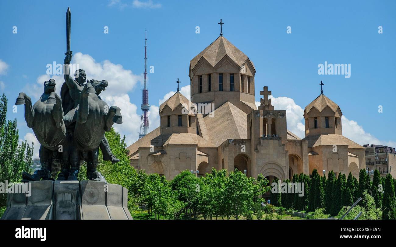 Jerewan, Armenien – 16. Mai 2024: Der Heilige Gregor die Illuminatorenkathedrale, auch bekannt als Jerewan-Kathedrale in Armenien. Stockfoto