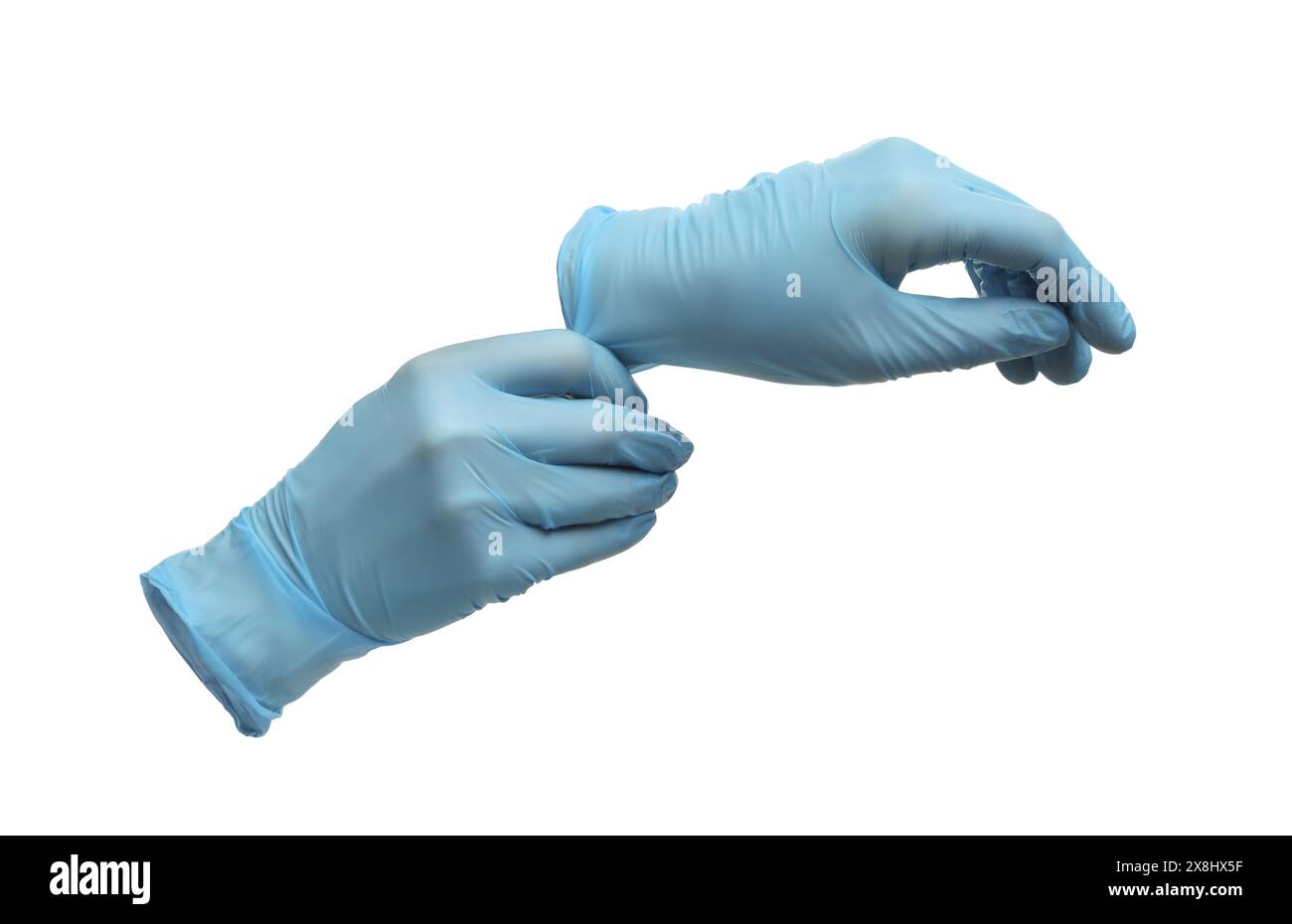 Ein Paar medizinische Handschuhe isoliert auf weiß Stockfoto