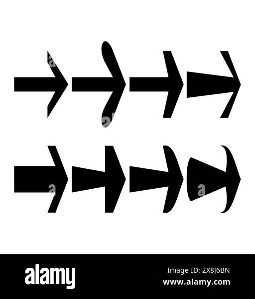 Satz von schwarzem Vektorpfeil.Pfeil Vektordarstellung und Kolektion.Pfeile Vektorsymbol. Stock Vektor
