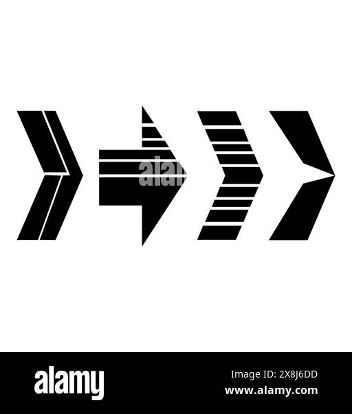 Satz von schwarzem Vektorpfeil.Pfeilvektorillustration und Sammlung.Pfeilvektorsymbol. Stock Vektor