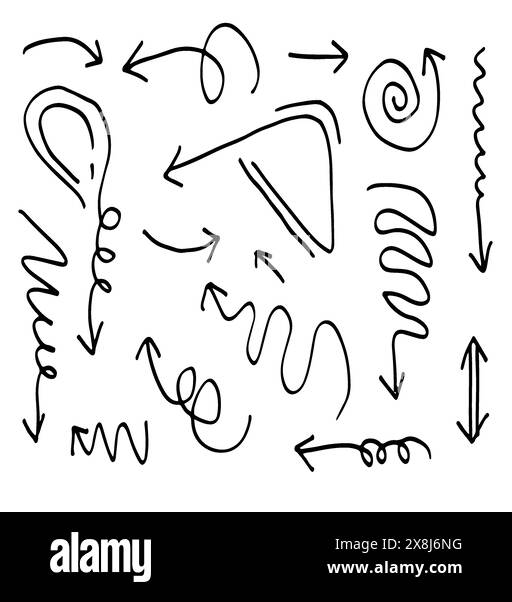 Handgezeichnete Pfeile isoliert auf weißem Hintergrund.eps 10. Stock Vektor