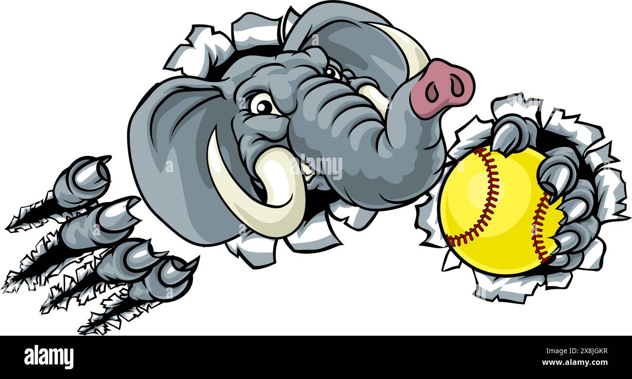 Elefanten-Softball-Tiersport-Maskottchen Stock Vektor