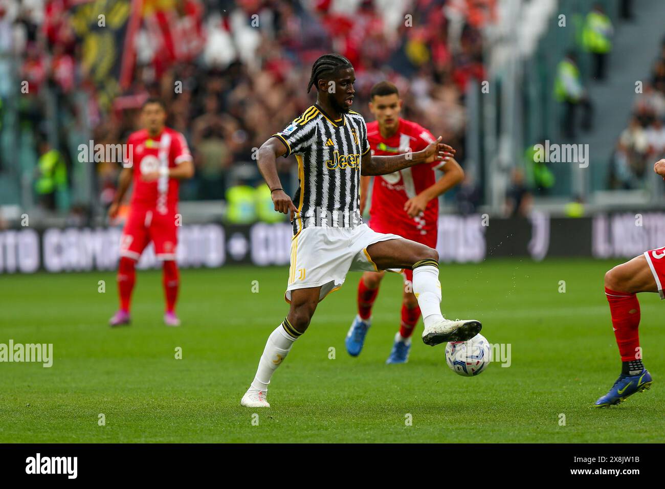 Samuel Iling Junior des Juventus FC während des Spiels zwischen Juventus FC und AC Monza am 25. Mai 2024 im Allianz Stadium in Turin, Italien. Stockfoto