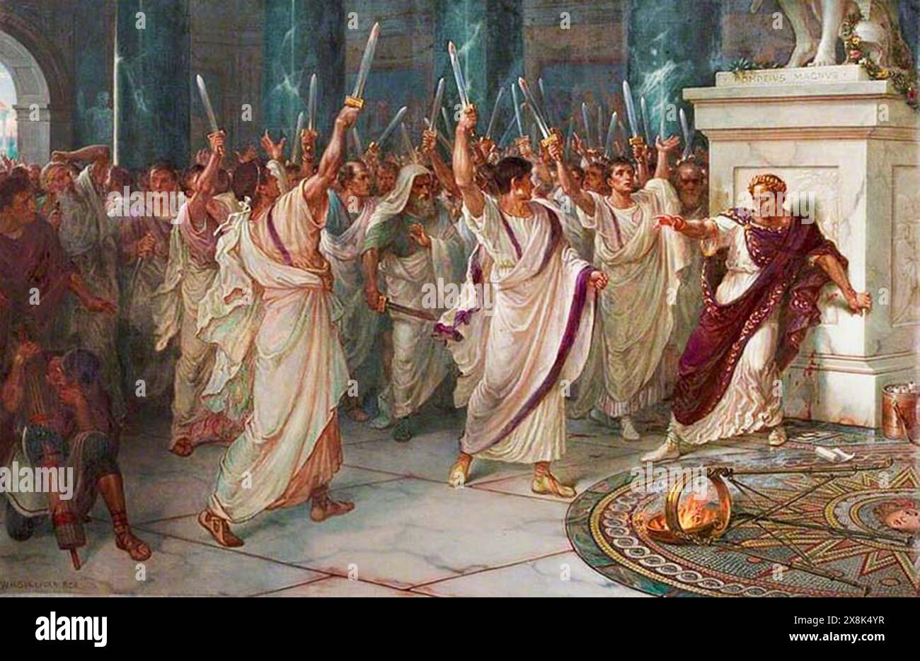 Die Ermordung von Julius Caesar, gemalt von William Holmes Sullivan, um 1888 William Holmes Sullivan (1836–1908) - Stockfoto