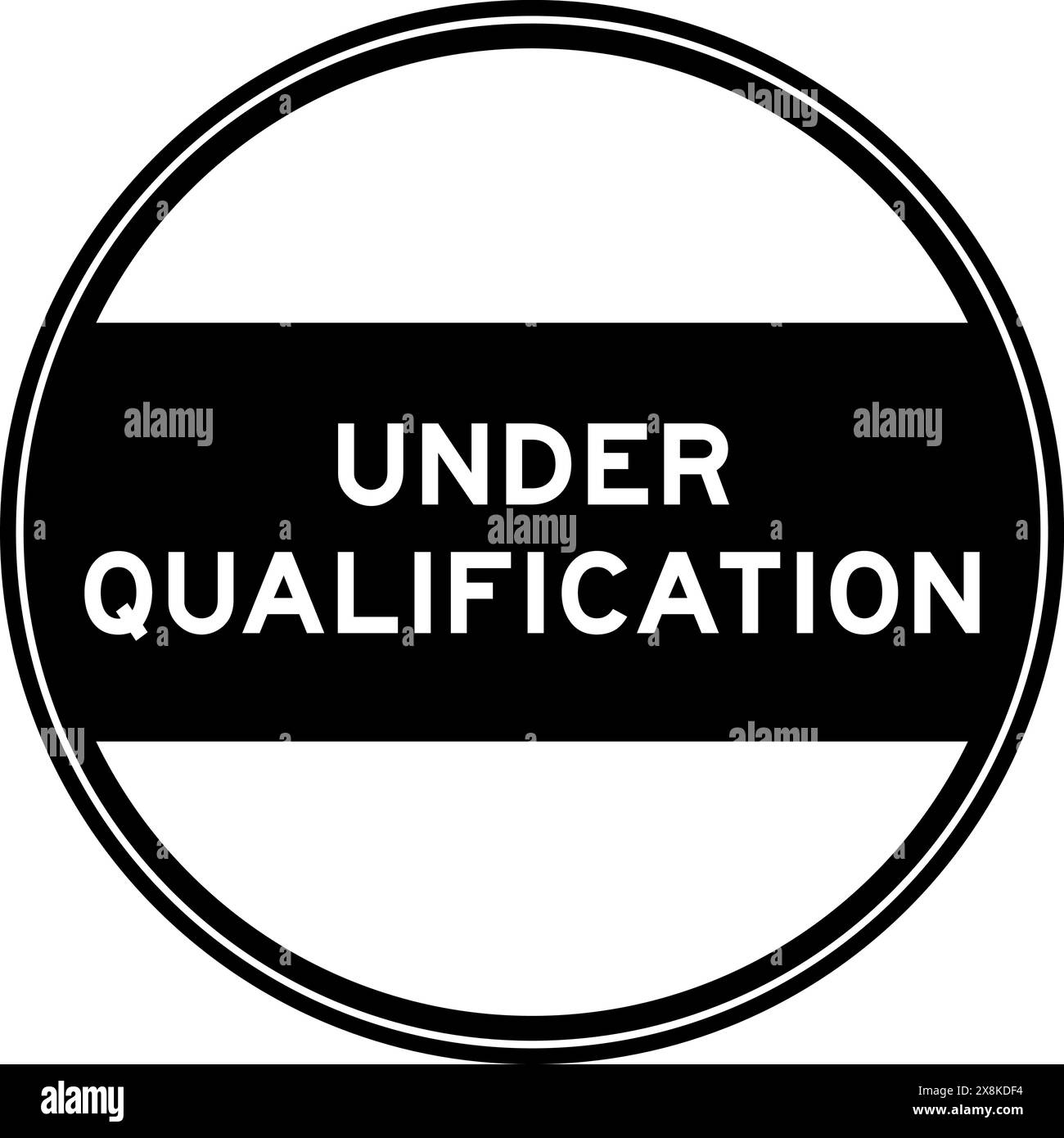 Schwarzer runder Siegelaufkleber in Wort unter Qualifikation auf weißem Hintergrund Stock Vektor