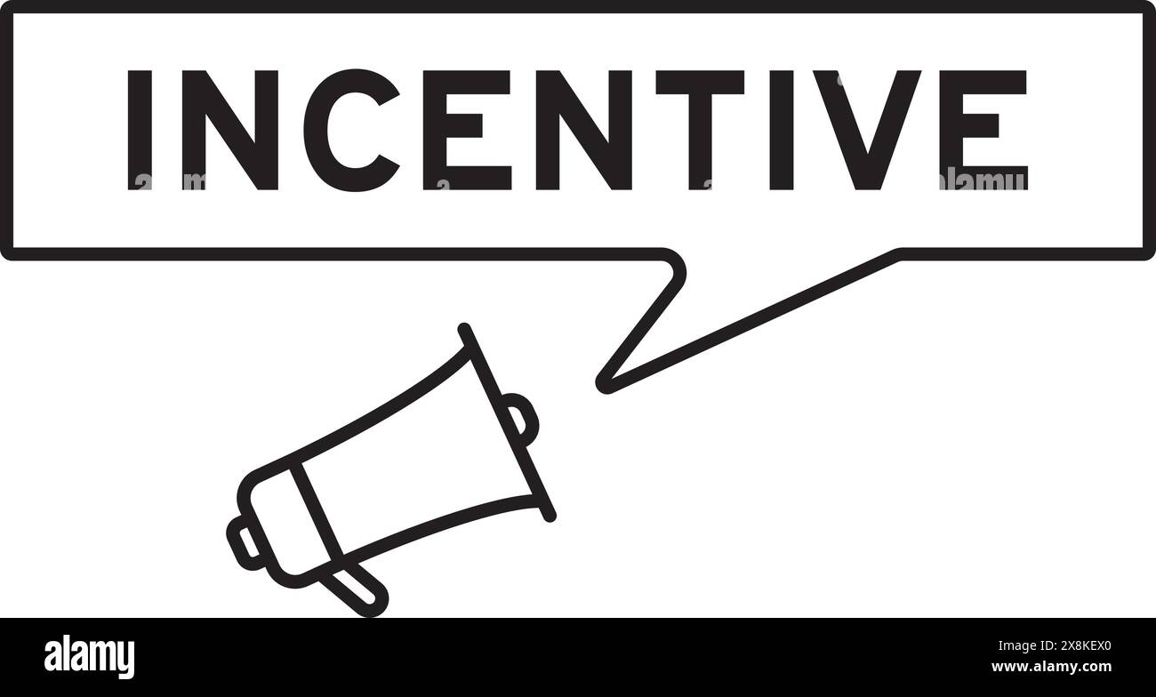 Megaphon-Symbol mit Sprechblase in Wortanreiz auf weißem Hintergrund Stock Vektor