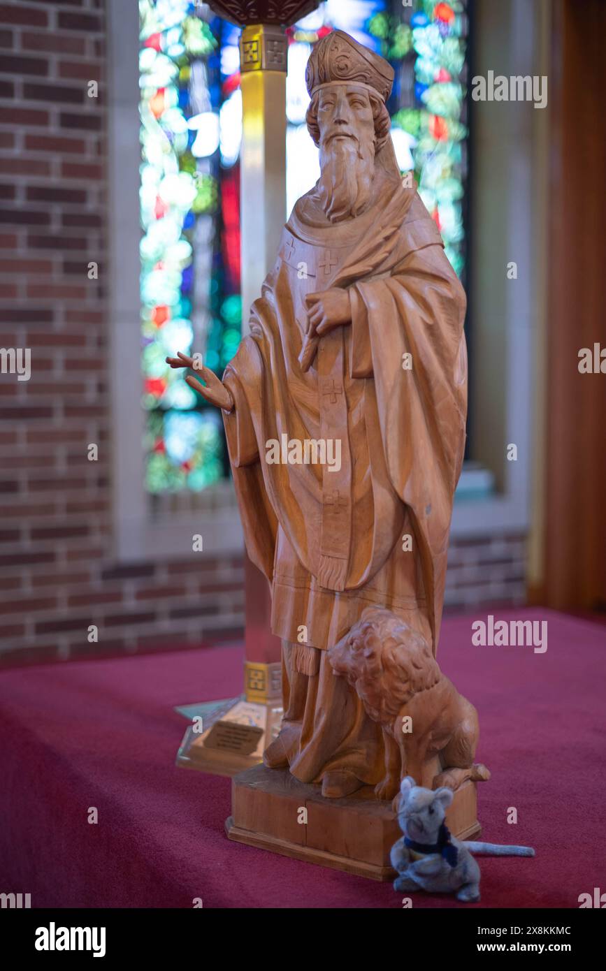 Hölzerne Statue des heiligen Ignatius von Antiochia Stockfoto