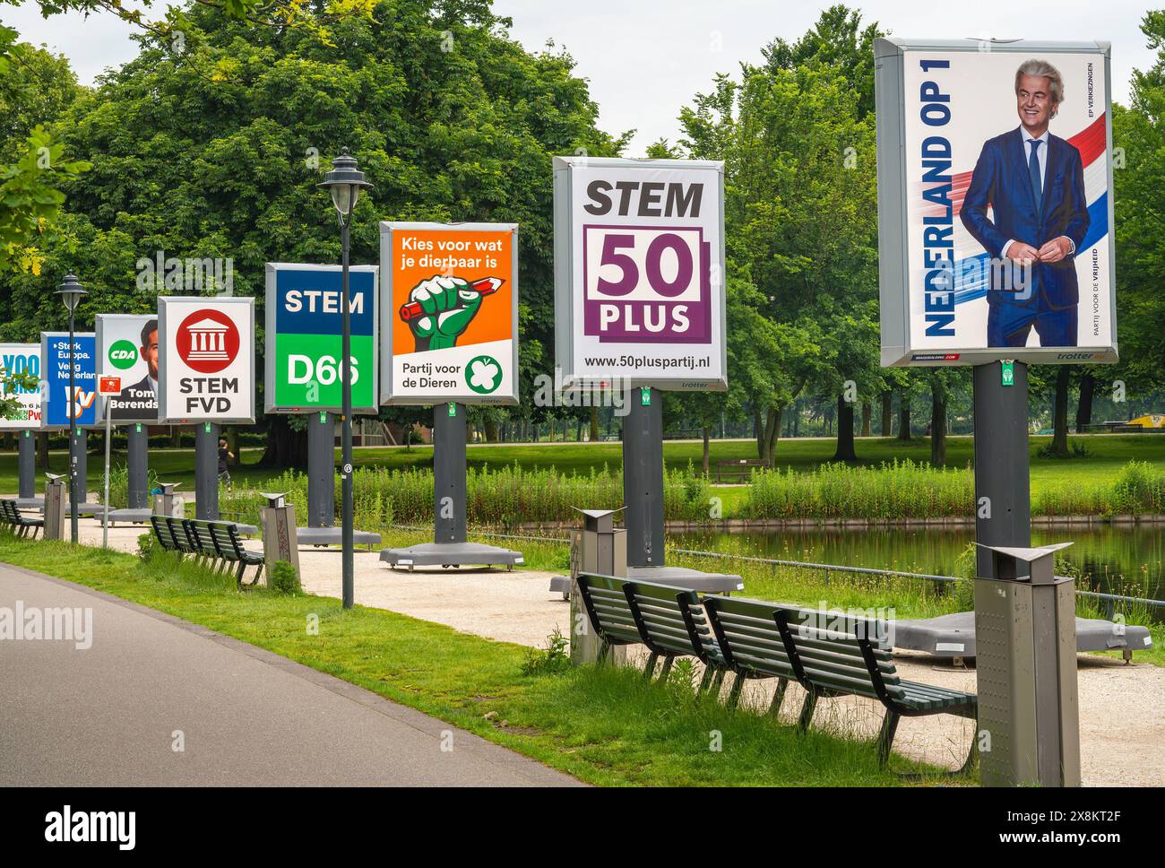 Den Haag, Niederlande, 26.05.2024, Billboards für die Wahlen zum Europäischen Parlament 2024 in den Niederlanden Stockfoto