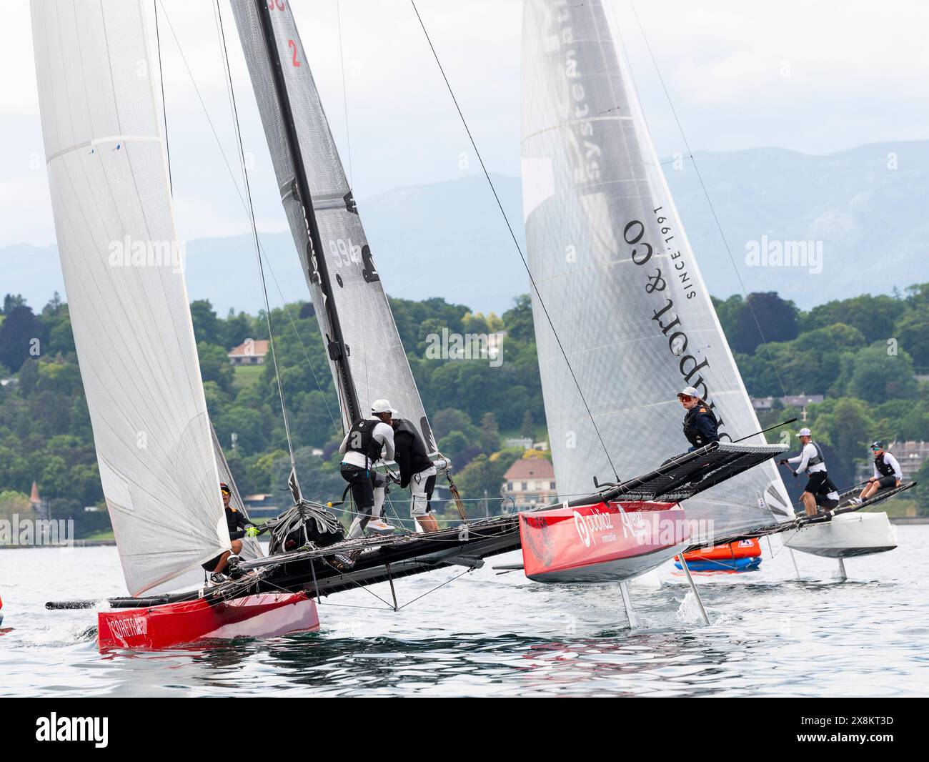 Genf Schweiz, 26.05.2024: Team Bacchus #2 Skipperin Charlotte Lerch beim 1. Grand Prix des M2 Speed ​​Tour 2024. 1. Grand Prix des M2 Speed ​​Tour 2024 und fand bei der Genfer Nautischen Gesellschaft in Genf statt. Quelle: Patrick Dancel/Alamy Live News. Stockfoto