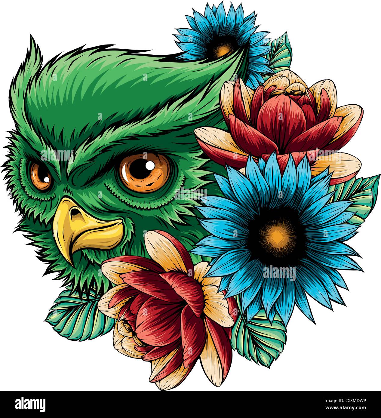 Süßes Cartoon-Eulenkopf-Vektordesign Stock Vektor