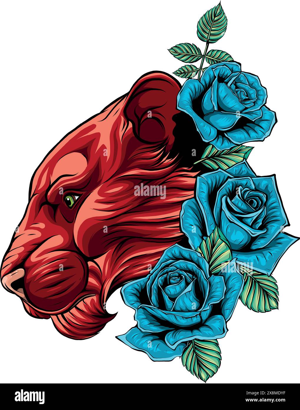 Löwenkopf farbenfrohe Handzeichnung Vektordarstellung Stock Vektor