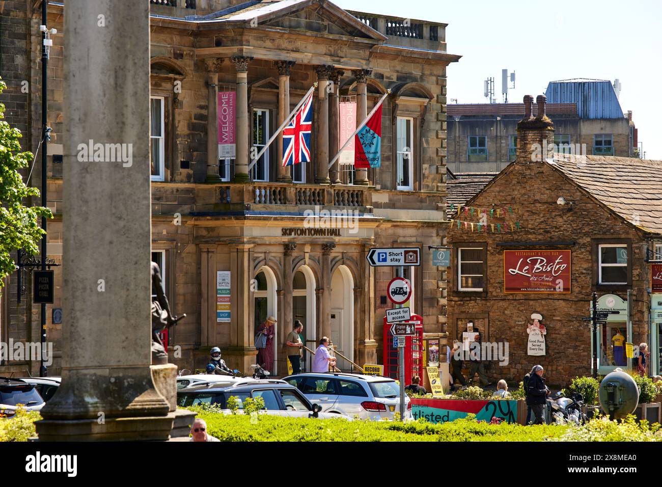 Skipton, Stadtzentrum von North Yorkshire, Skipton Town Hall Stockfoto