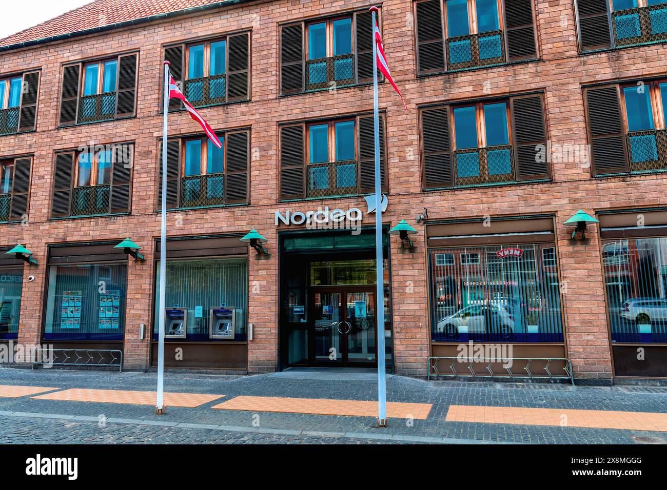 Modernes Gebäude der dänischen Bank Nordea. Bornholm, Dänemark, 25. Mai Stockfoto