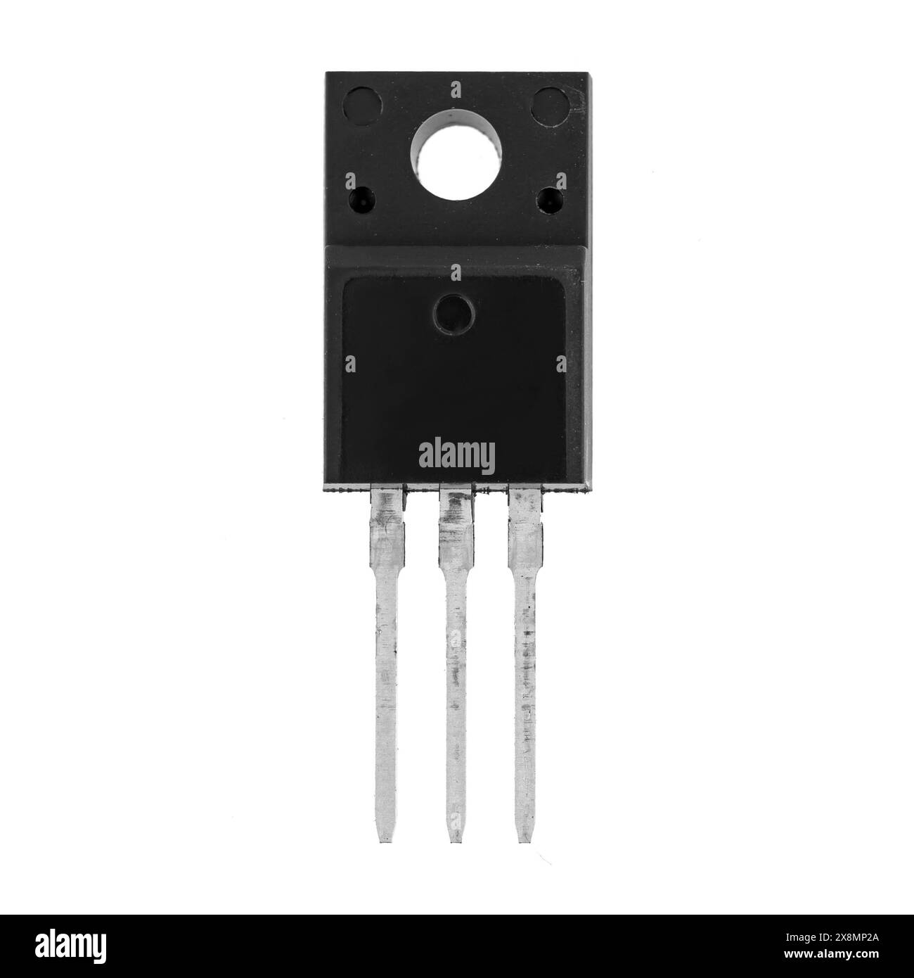 Transistor, Funkkomponente eines elektrischen Geräts, auf weißem Hintergrund in der Isolierung Stockfoto