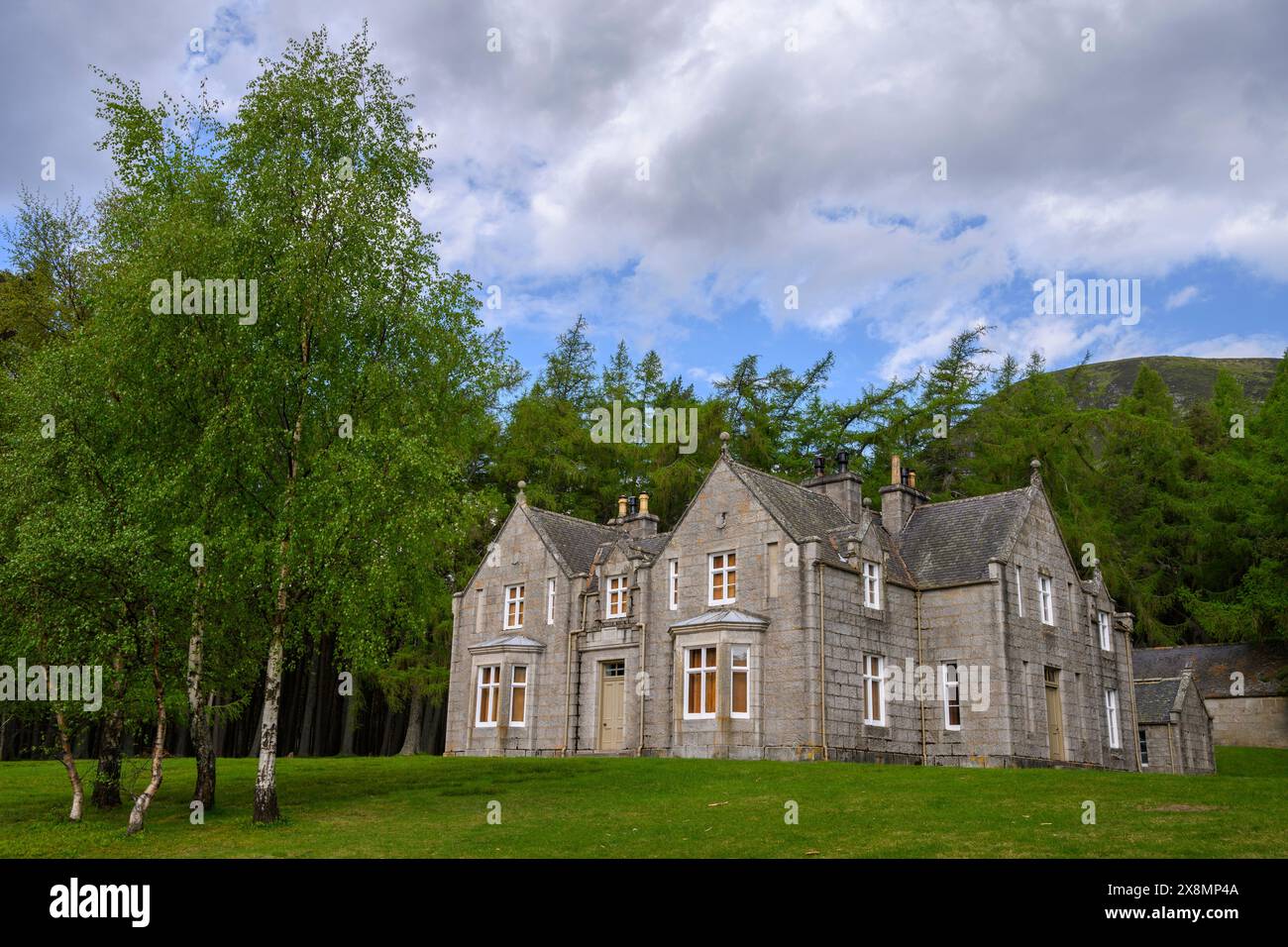 Glas-allt Shield Jagdhütte, Loch Muick, Balmoral Estate, Deeside, Aberdeenshire, Schottland, Großbritannien. Stockfoto