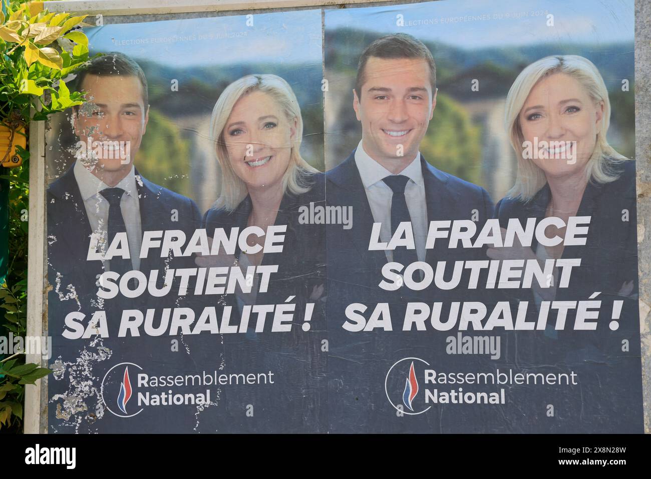 Wahlplakat des französischen Abgeordneten Jordan Bardella, Leiter der nationalen Rassemblement-Liste für die Europawahlen 2024. Europawahlen, Frankreich, EU Stockfoto