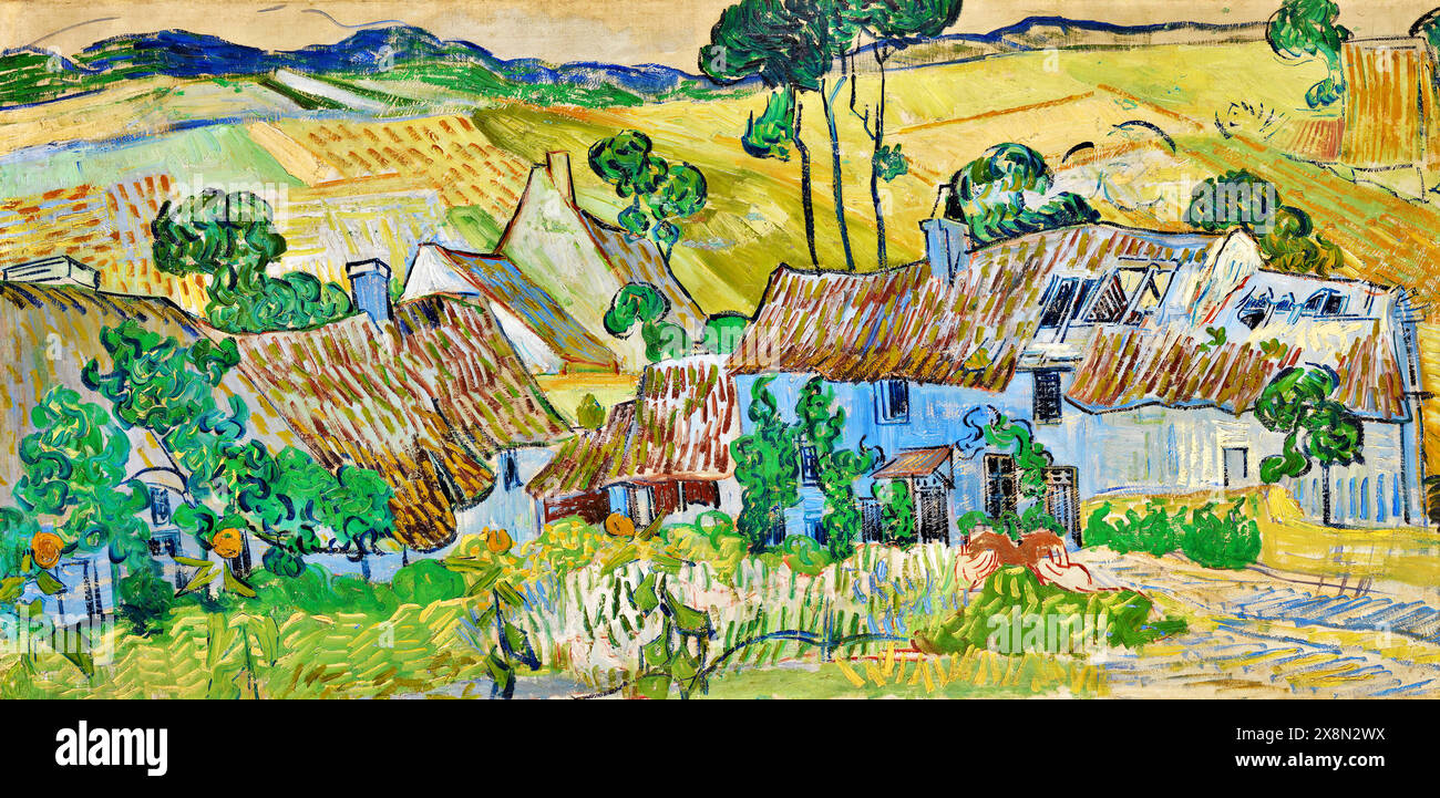 Farms in der Nähe von Auvers, 1890 (Maler) Künstler Gogh, Vincent van (1853-90) Holländisch. Stock Vektor