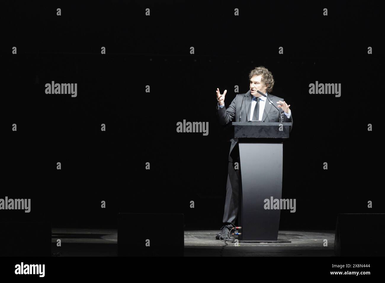 Buenos Aires, Argentinien, 22. Mai 2024. Präsident Javier Milei stellte sein Buch Capitalismo, socialismo y la trampa neoclásica vor Stockfoto