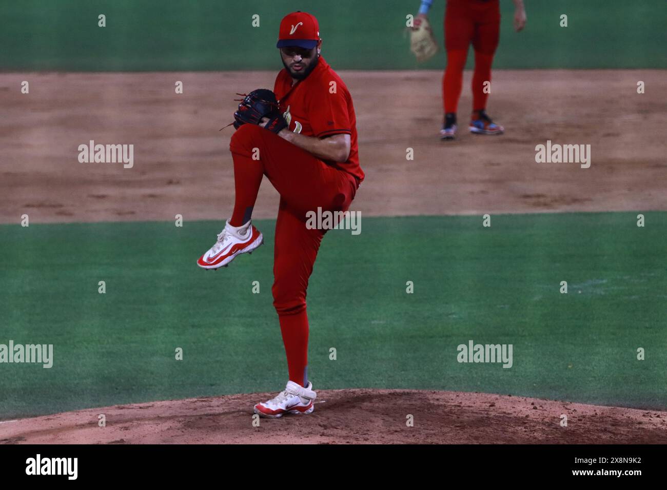 Boca Del Rio, Veracruz, Mexiko. Mai 2024. David Reyes #40 vom South Zone Team spielt den Ball während des All-Star Game der Mexican Baseball League (LMB) 2024 zwischen North Zone Team und South Zone Team im Beto Avila Stadium in Veracruz. North Zone besiegt South Zone 5-2. (Kreditbild: © Carlos Santiago/eyepix via ZUMA Press Wire) NUR REDAKTIONELLE VERWENDUNG! Nicht für kommerzielle ZWECKE! Stockfoto