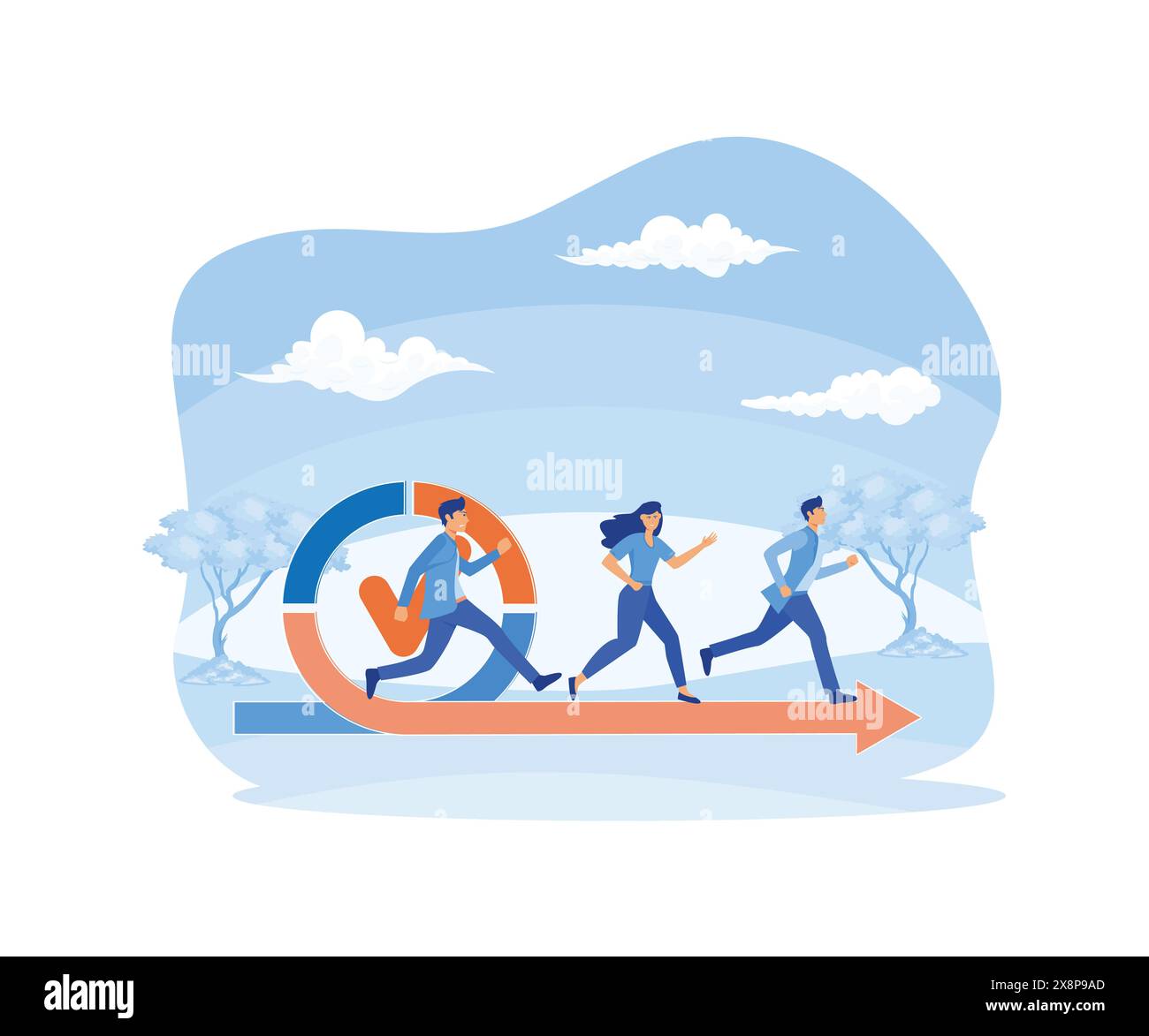 Flexibler Entwicklungsprozess mit einem IT-Entwicklerteam. Softwareentwicklungsteam und agiler Lebenszyklusprozess. Flachvektor Moderne Illustraten Stock Vektor