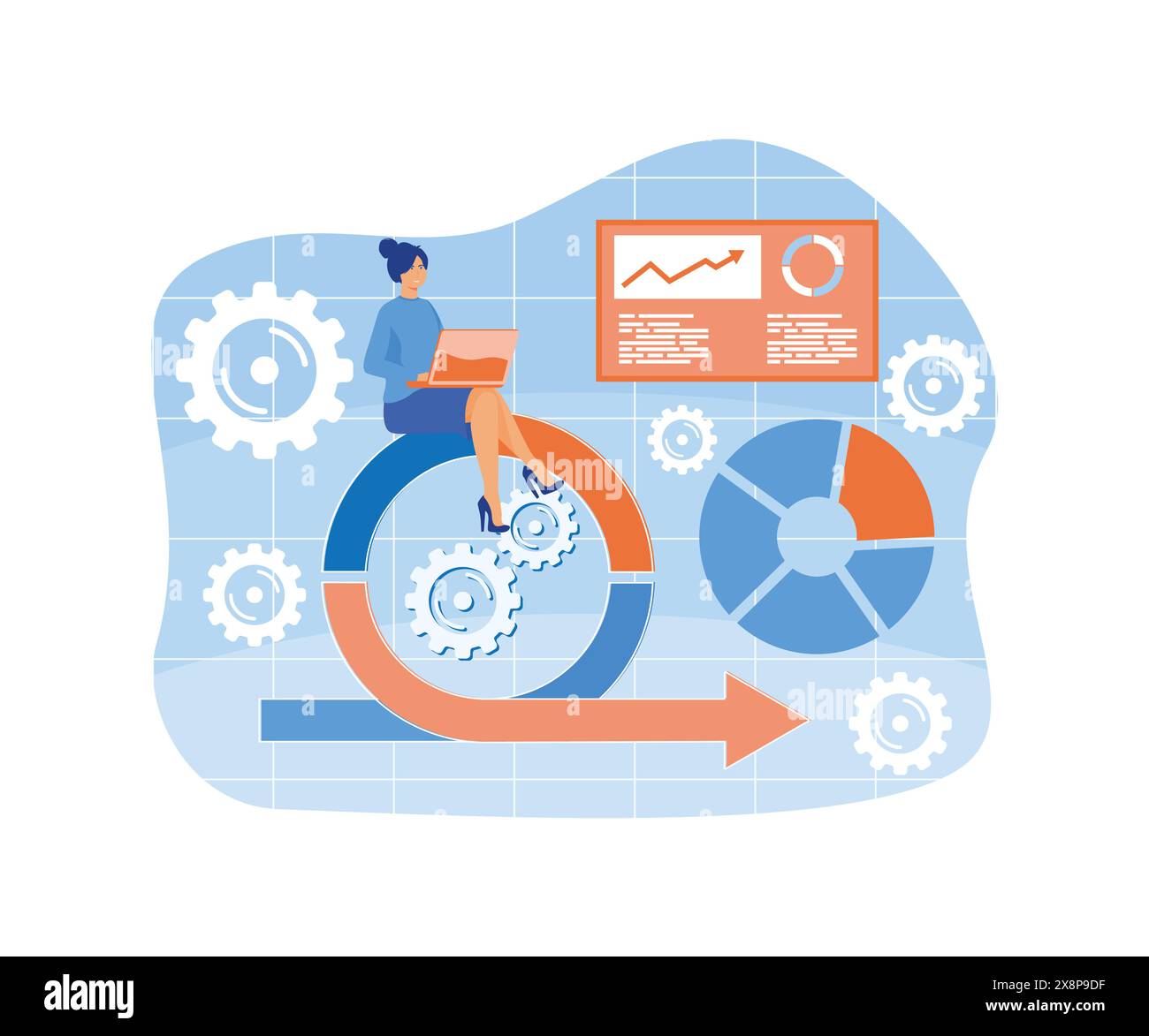 Abstraktes Konzept für agiles Projektmanagement. Agiler Ansatz, Softwareentwicklungsunternehmen, Managementmethode, Scrum-Methodik, Workflow-Abstract metap Stock Vektor