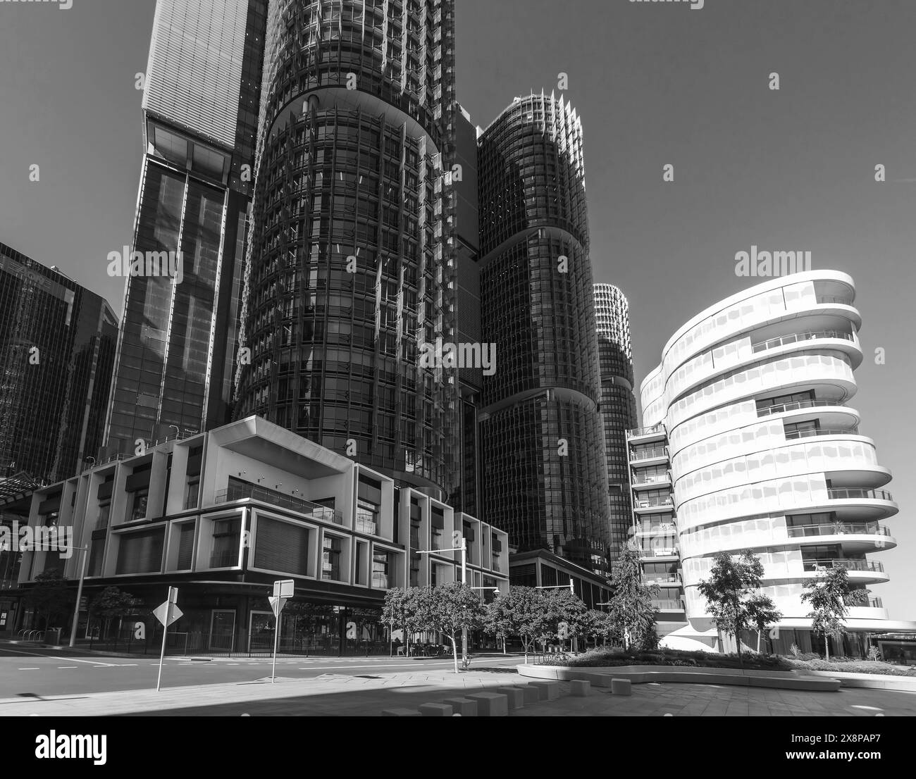 Sydney, Australien. Donnerstag, 22. Juli 2021. Allgemeine Ansichten von Barangaroo und leere Straßenszenen. Neue Beschränkungen haben den Bau gestoppt Stockfoto
