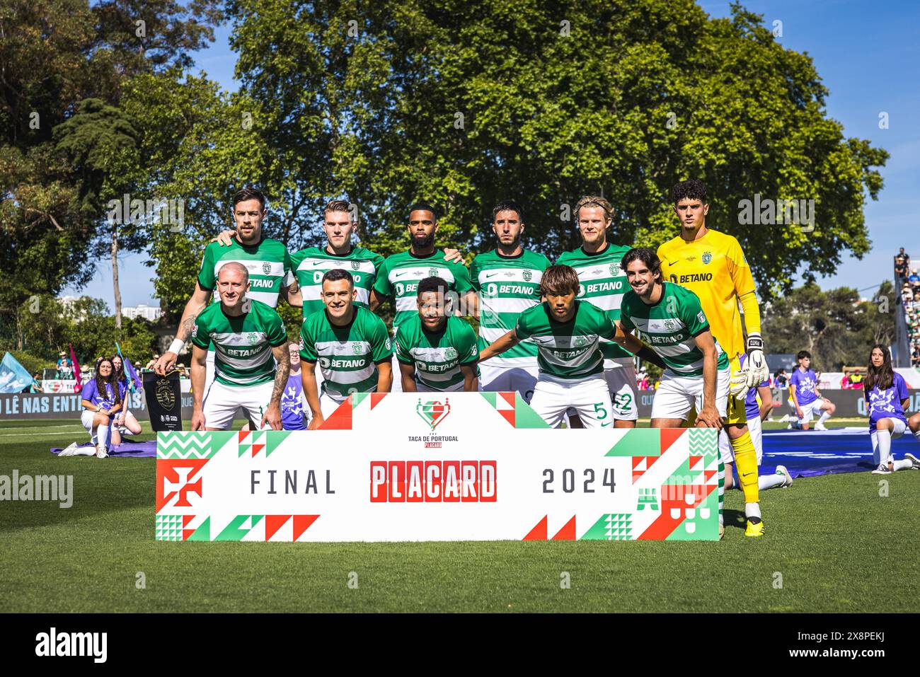 Oeiras, Portugal. Mai 2024. Sporting CP Starterteam für das Spiel zwischen dem FC Porto und Sporting CP für das portugiesische Cup-Finale in Estadio Nacional do Jamor. (Endresultat: FC Porto 2 - 1 Sporting CP) Credit: SOPA Images Limited/Alamy Live News Stockfoto