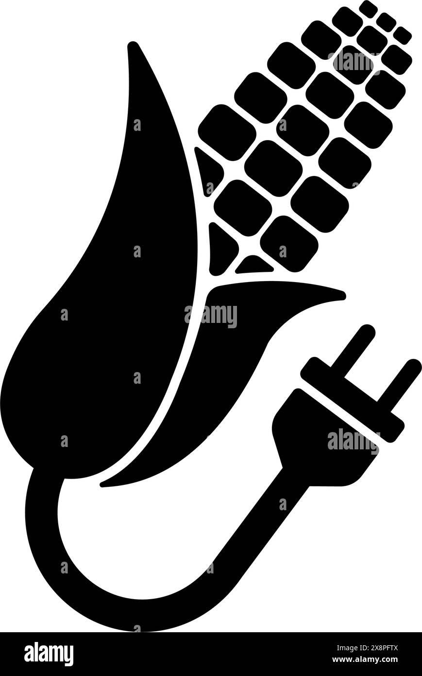 Illustration des Vektorsymbols mit ökologischem Thema (Biomasse-Stromerzeugung/CO2-neutral) Stock Vektor